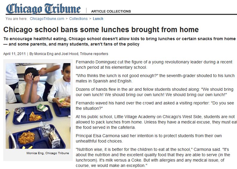 no home lunches