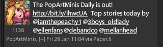 Top Story headlines on Pop Art Mini Daily  3rd consecutive week,  IamThePeachy1 at BeingPeachy and ThePits