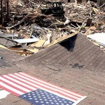 Flag on Roof in Camille rubble