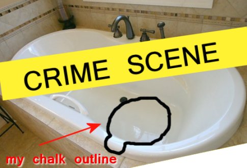 not cool. my chalk outline looked more like a pile of dirty cloths in a bathtub