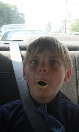 Car ride home from Sams USM graduation The Prince uses Pringles to make a duck bill